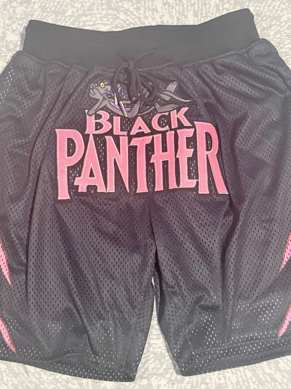 NWT Headgear Classics Pink Panther x Marvel Black Panther Mesh Shorts Small